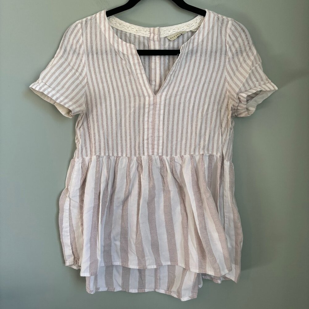 11 1 Tylho Anthropologie Short Sleeve Peplum Stripe Short Sleeve Shirt